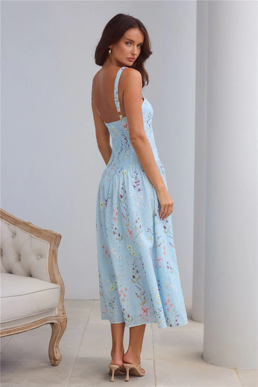 Whimsical Charm Maxi Dress Blue